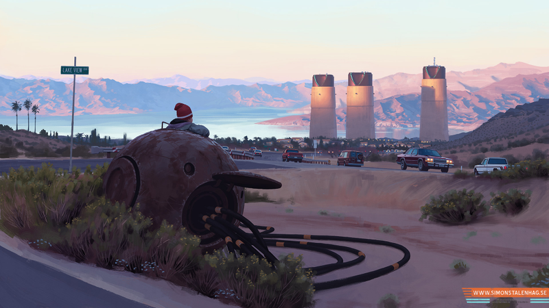 Illustration for article titled Cool paintings show the everyday life of a post-futuristic world
